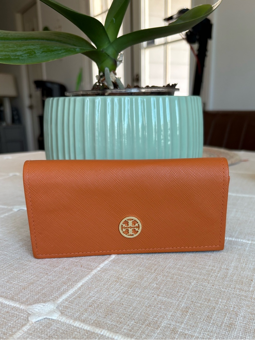 Tory Burch Orange Eyeglasses Case & Pouch